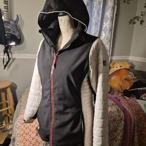 Women's Black and White Hooded Jacket